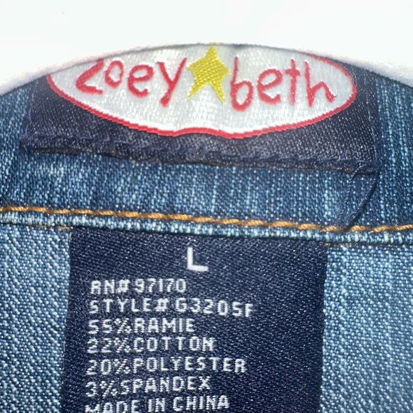 Vintage Y2K Bling Cropped 3/4 Sleeve Denim Jacket Size Large - Picture 7 of 7